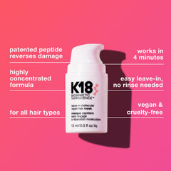 K18 bottle on shelf conveys salon-grade care at home