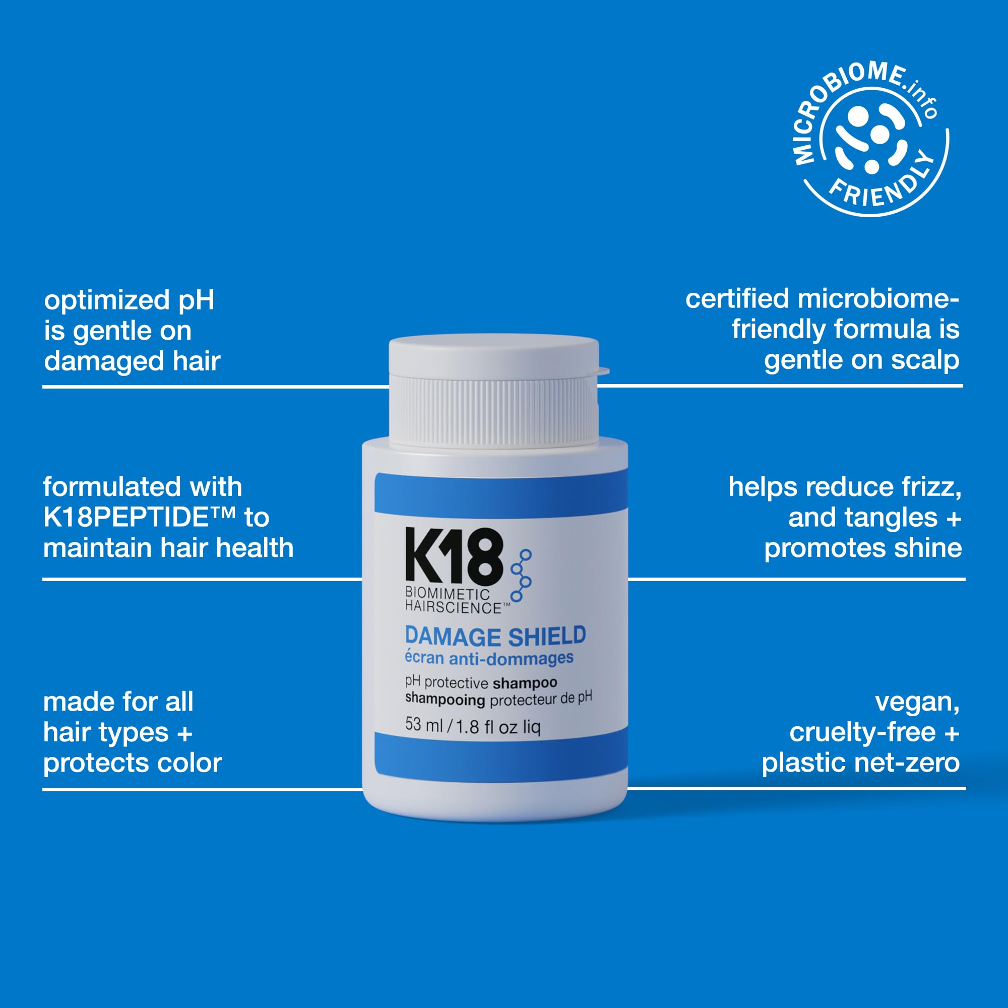 K18 Damage Shield color-safe hair after wash with frizz reduction potential.