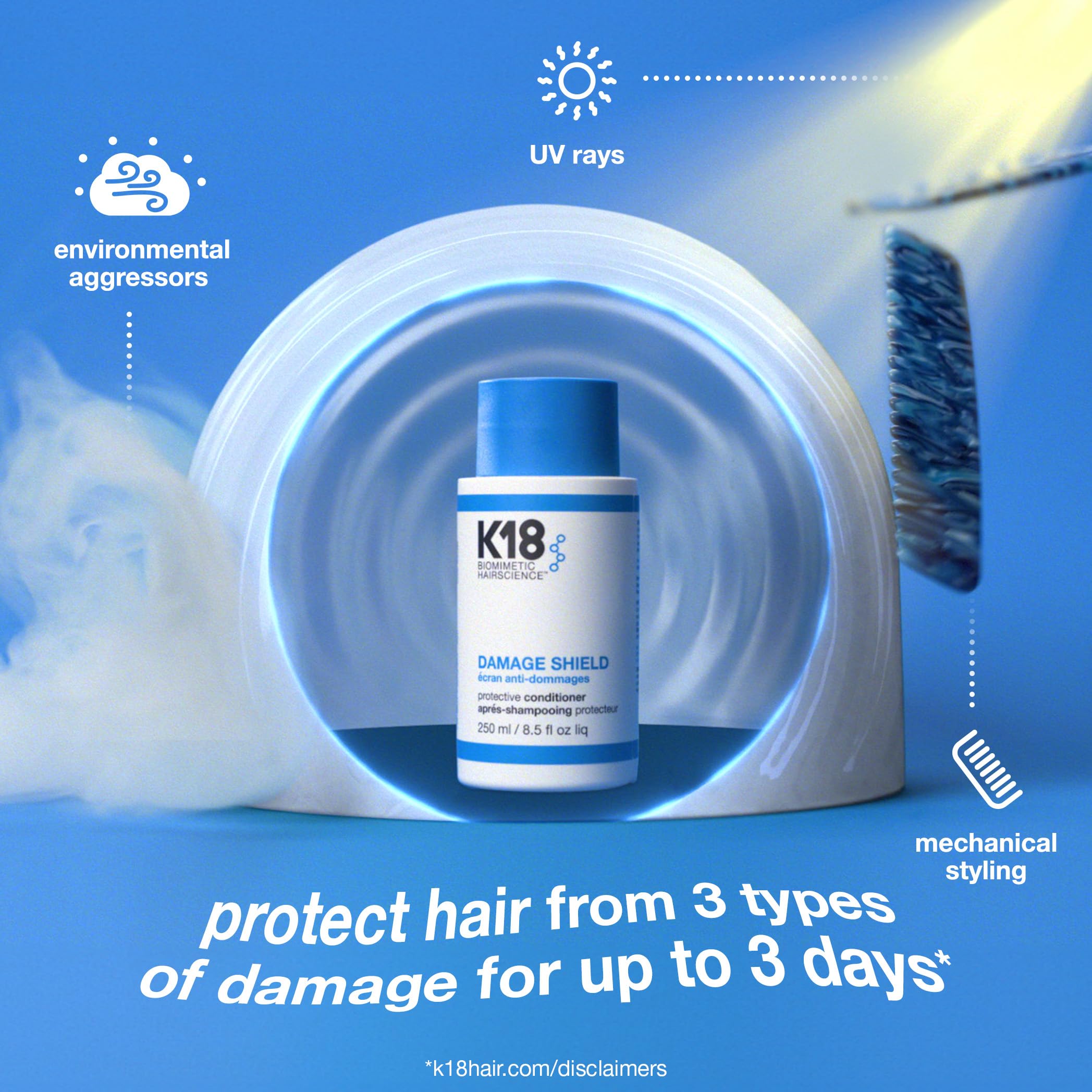 K18 Damage Shield conditioner during detangling to ease combing without buildup