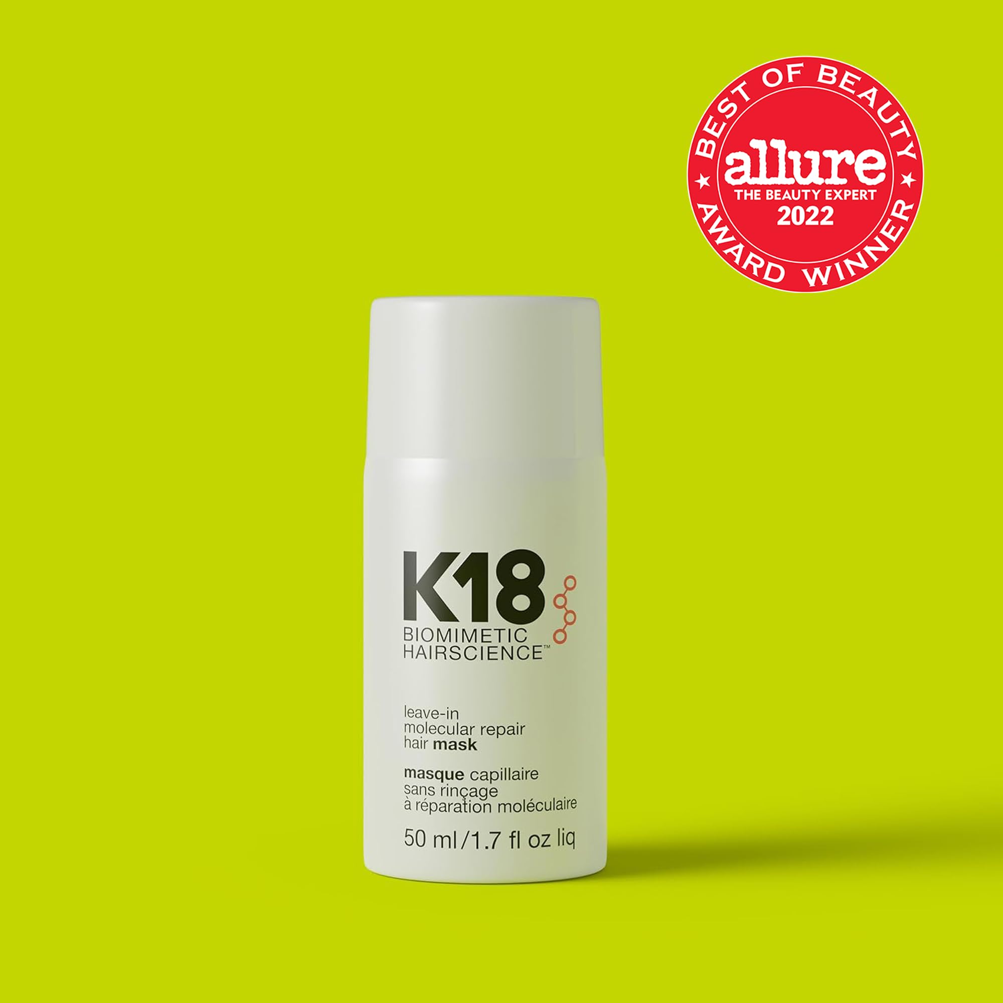 K18 heat-chemicals-stress-recovery illustration suggests resilience after heat styling.