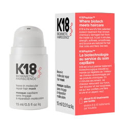 K18 Mini Leave-In bottle-pump for quick at-home hair repair