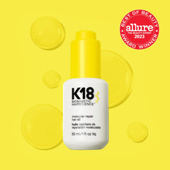 K18 bottle pump top close-up highlights quick, weightless application.