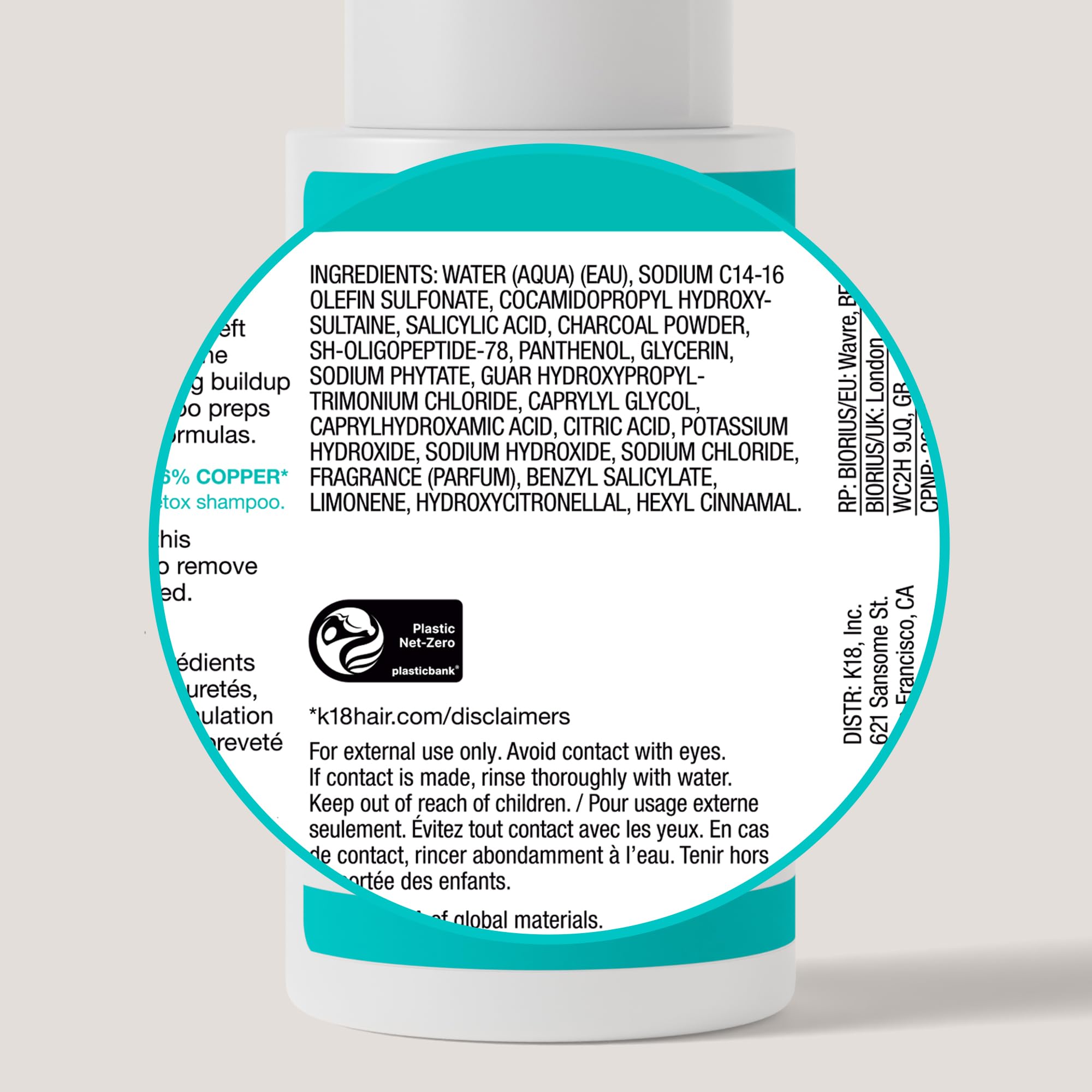 K18 PEPTIDE PREP Detox Shampoo close-up of the rich purifying foam