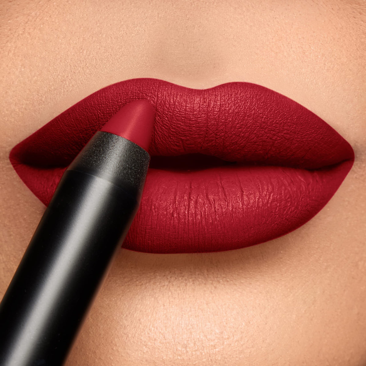K7L dark red lip crayon packaging showing eco friendly design