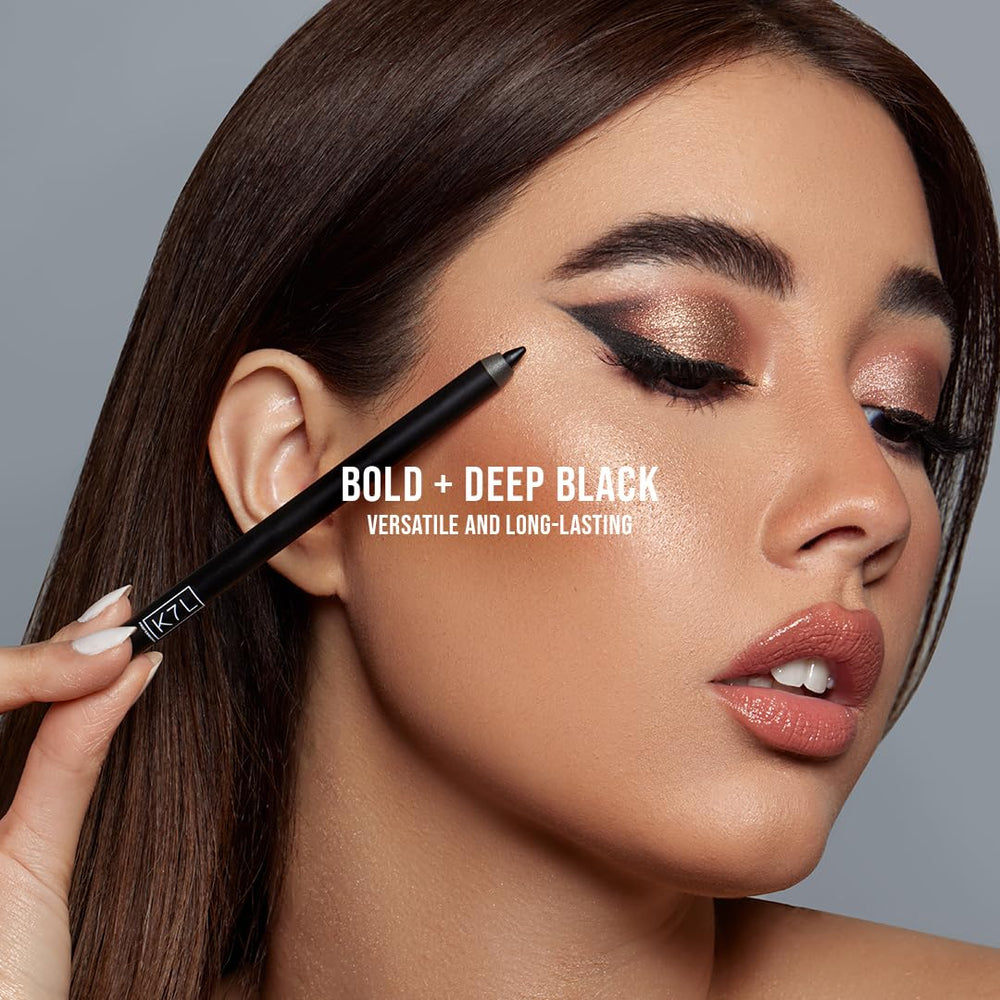K7L Deep Black Eyeliner bold-look pigment defines eyes with intensity.