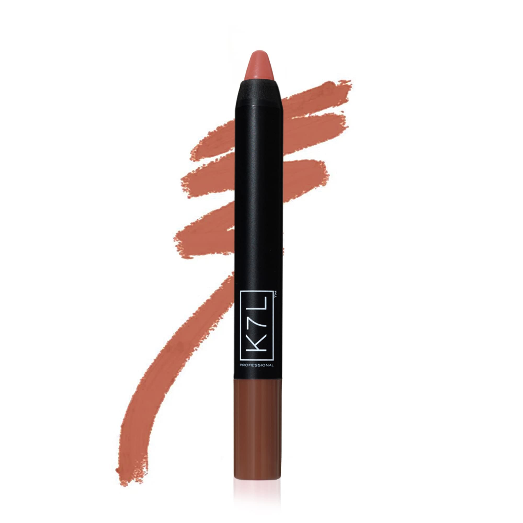 K7L Lipsilk matte crayon application closeup shows creamy texture and precise lip-liner feel.