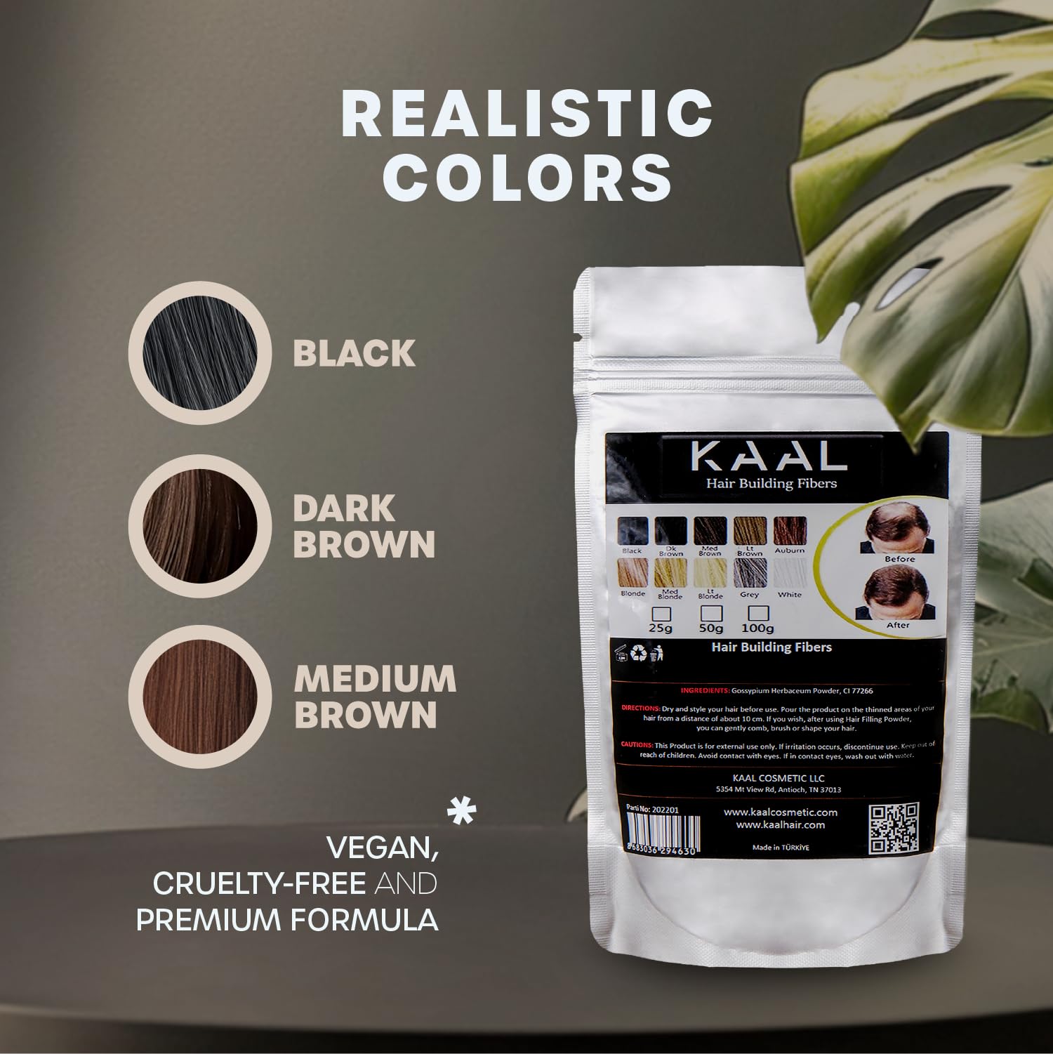 KAAL Hair Fiber Refill Pack application-demo image demonstrates easy application and immediate fullness.
