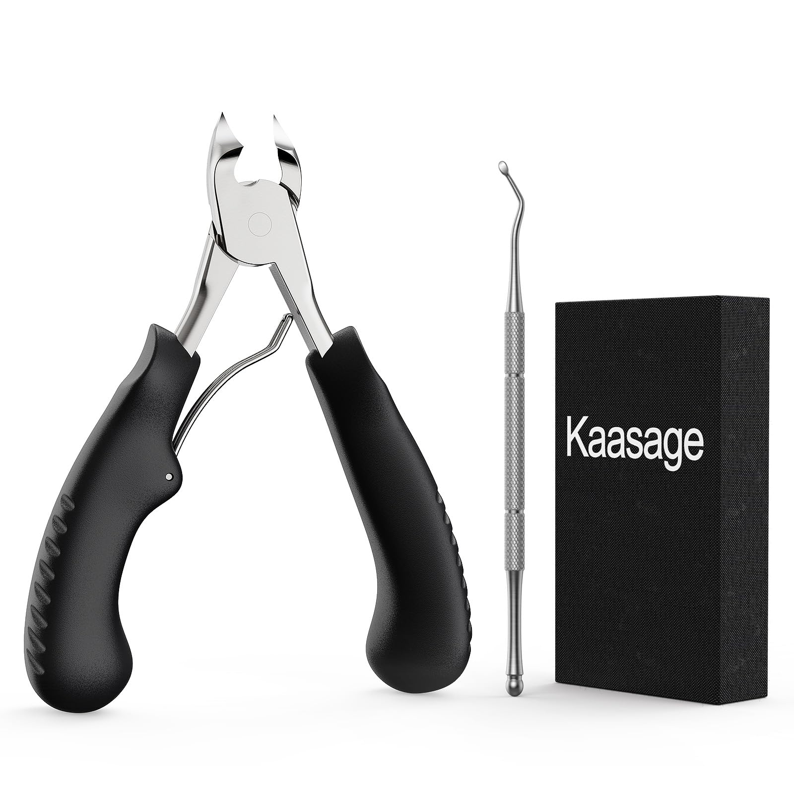 Kaasage nail clipper curved blade for precise trimming of thick nails.