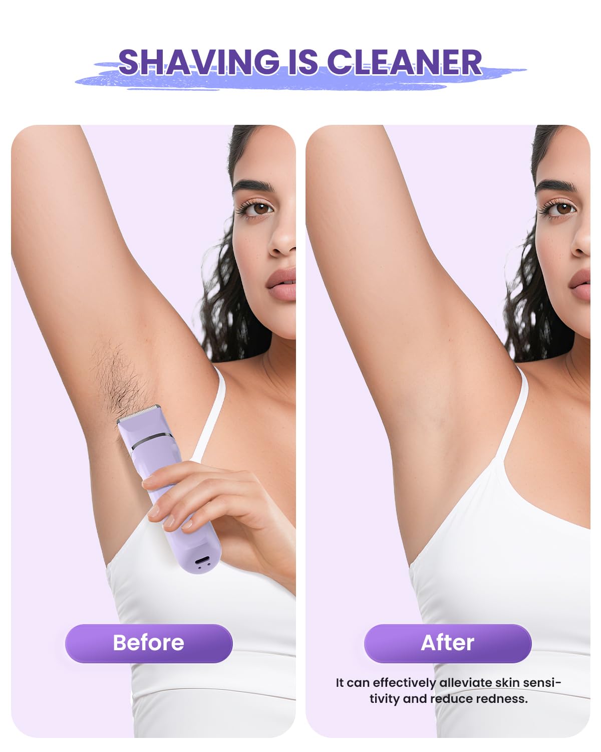 Kabowa bikini-trimmer shower-use highlights waterproof design for convenient wet or dry grooming.