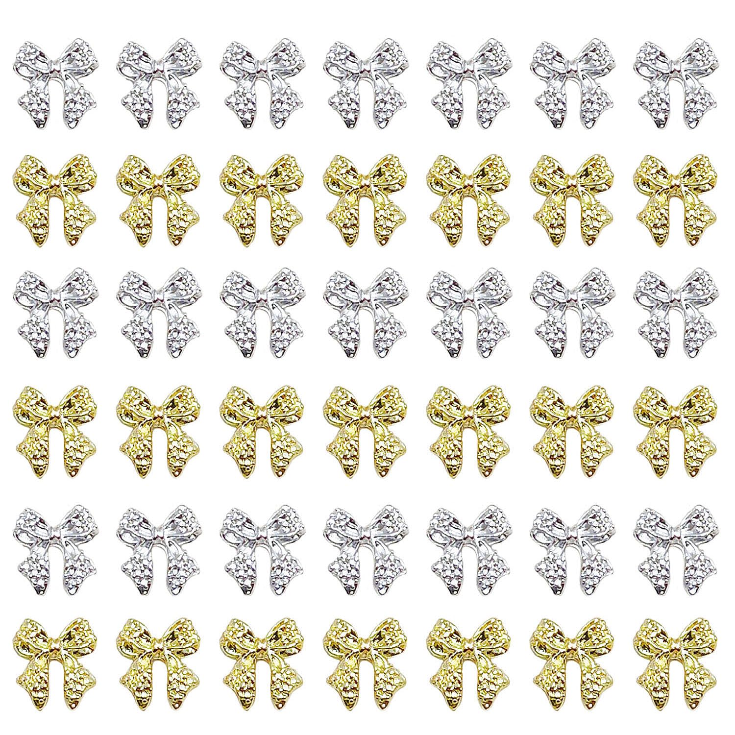 KACHIMOO bow nail charms gold closeup adds chic detail to nails.