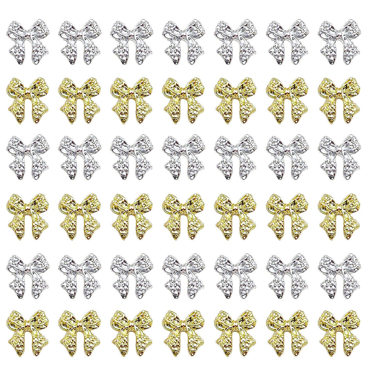 KACHIMOO bow nail charms gold closeup adds chic detail to nails.