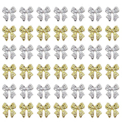 KACHIMOO bow nail charms gold closeup adds chic detail to nails.