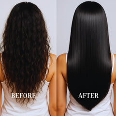 Kachita Spell before-after hair smoothing demonstrates straightening results