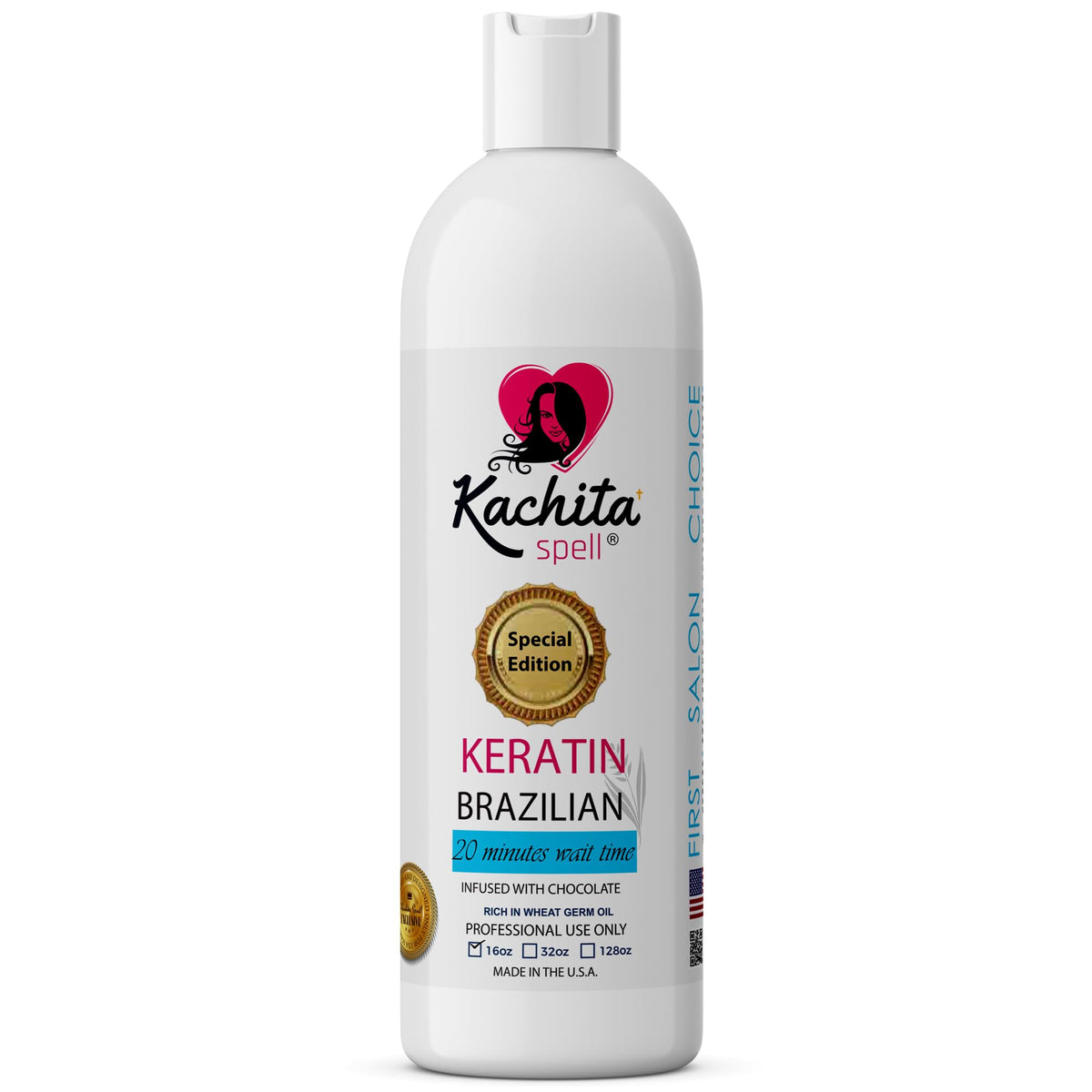 Kachita Spell bottle pour shows chocolate keratin for quick at-home smoothing
