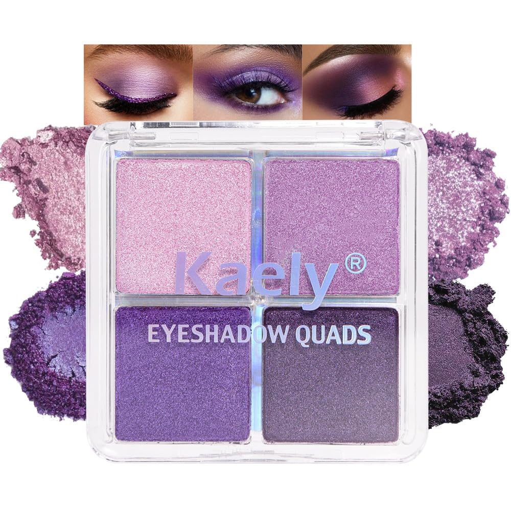 Kaely Powder Eyeshadow Quad lavender-glitter-palette for daytime glow