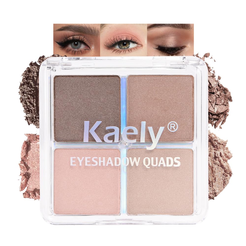 Kaely powder eyeshadow quad nude palette for effortless neutral daytime looks.