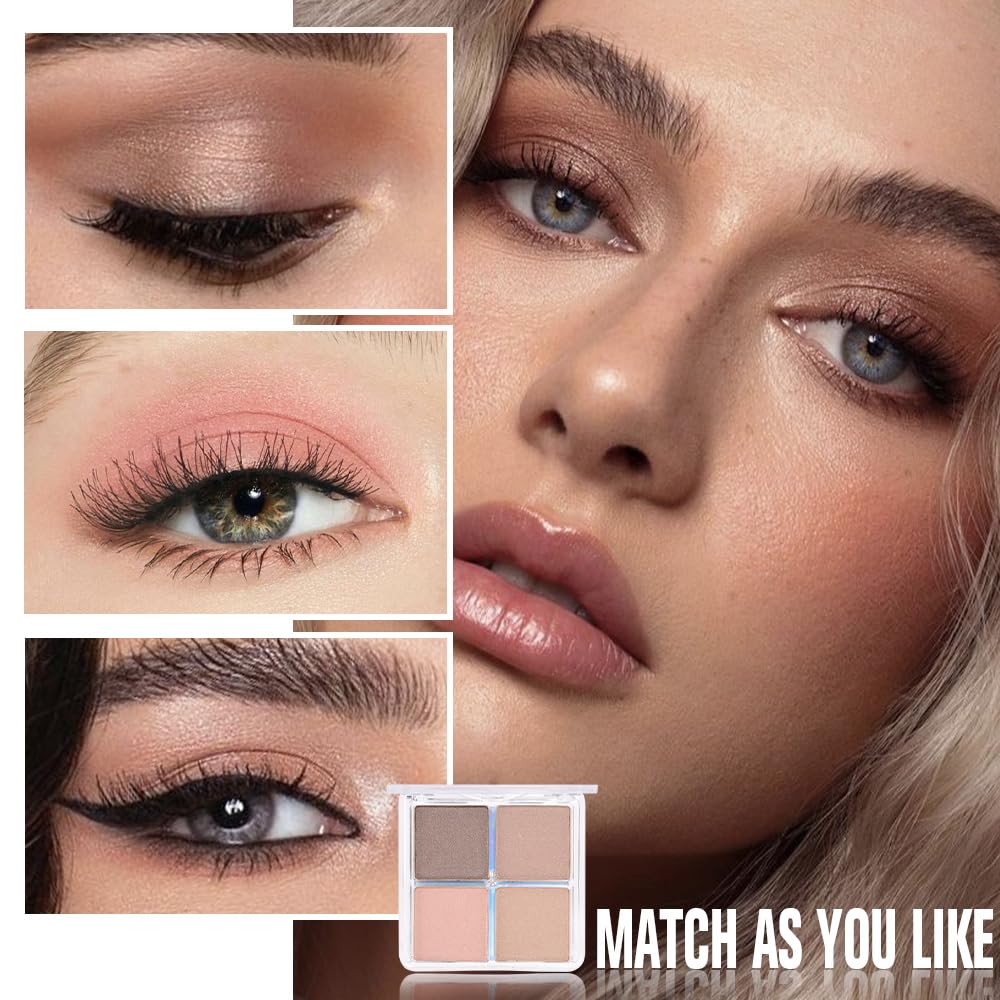 Kaely powder eyeshadow quad waterproof finish resists smudging through activity.