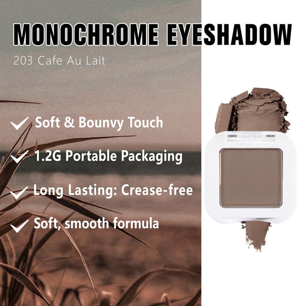Kaely pressed single eyeshadow cocoa brown applied delivers even matte finish with lightweight feel