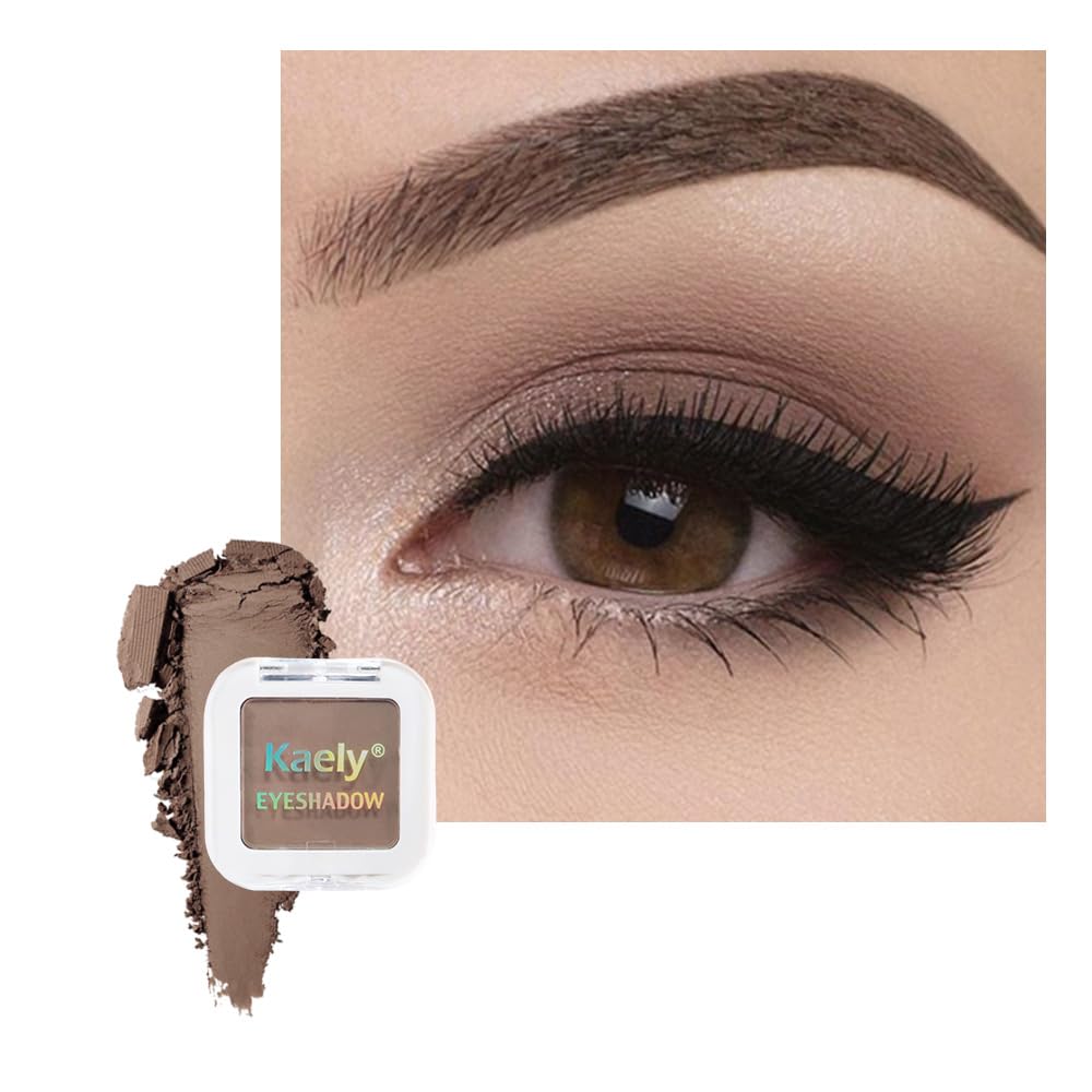 Kaely pressed single eyeshadow cocoa brown palette open showcases rich matte shade for all-day looks