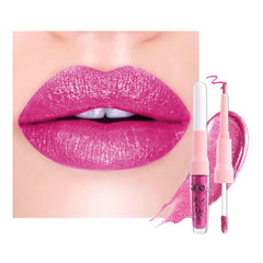 Kaely rose metallic lipstick dual-end design provides precise lip liner for clean definition.