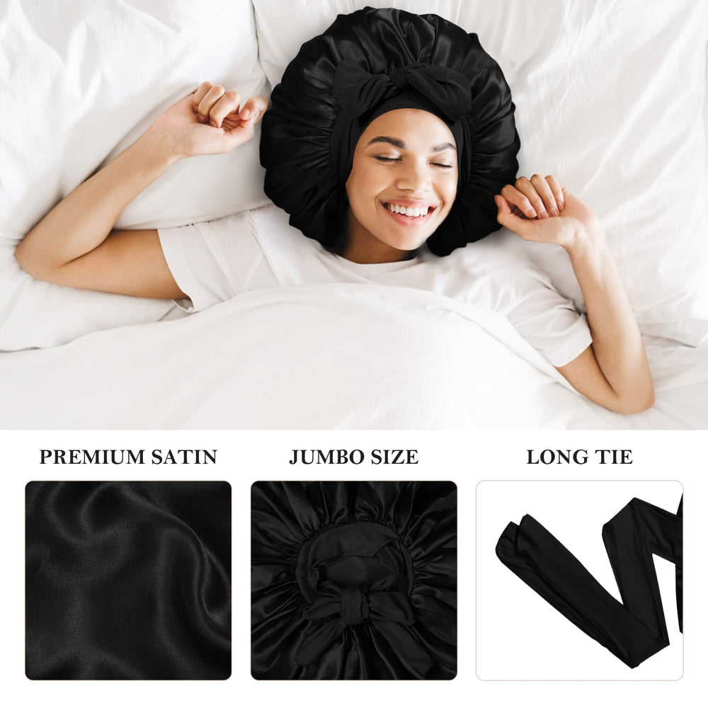 Kafteri silk bonnet adjustable tie bow showing customizable fit and style