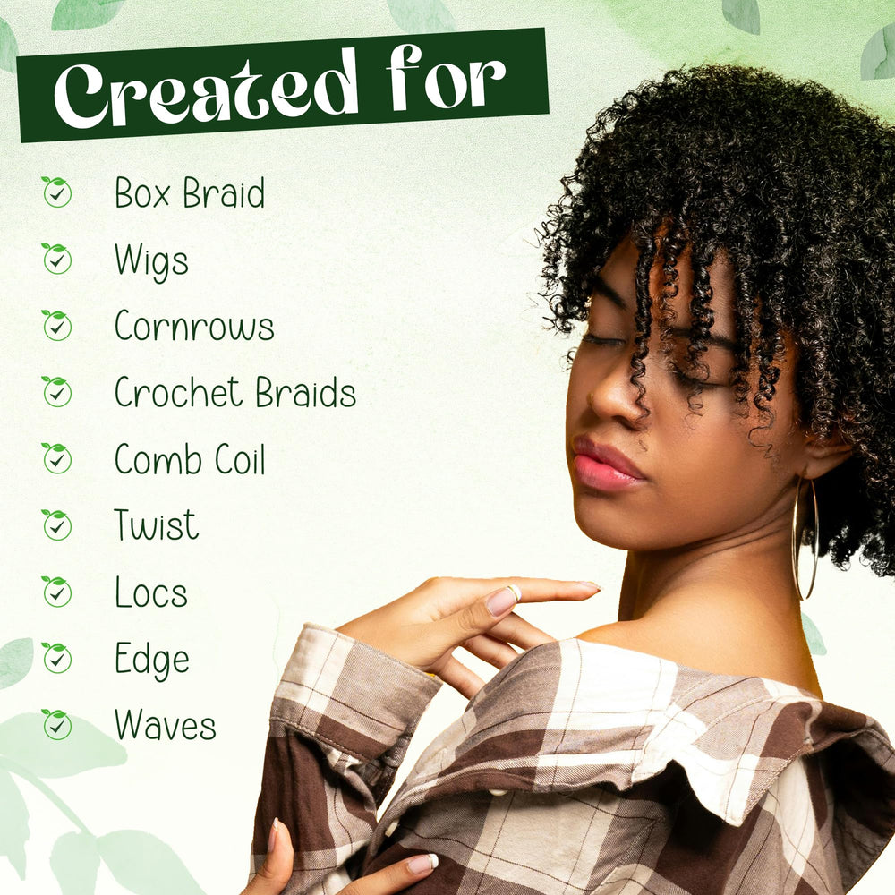Conditioning and shine boost from KAGA Neatbraid gel adds softness and frizz control.