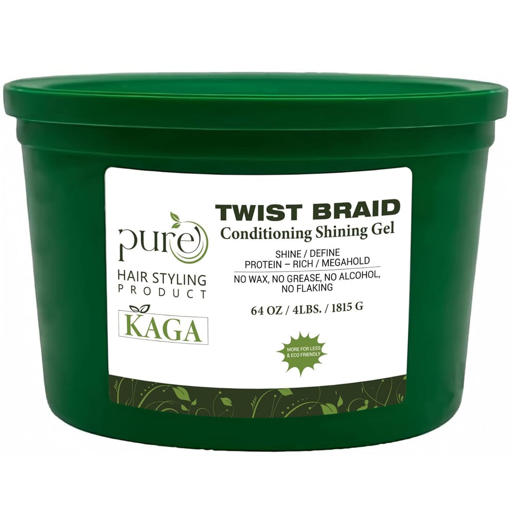 KAGA Pure O Natural Neatbraid gel bottle delivering strong hold for intricate hairstyles.