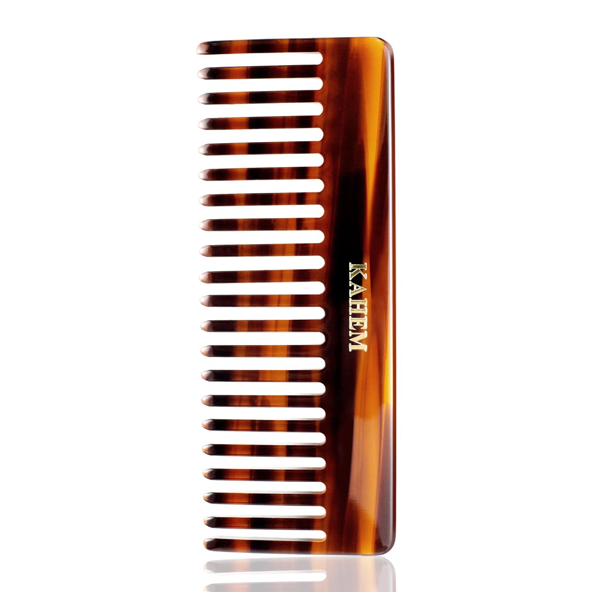 KAHEM wide tooth detangler comb held in hand for gentle scalp massage and frizz control.