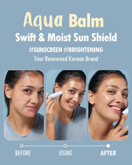 kahi aqua balm stick being applied on cheek for smooth hydration