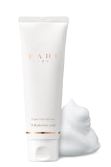 Kahi Cream Foaming Cleanser bottle shows hydrating formula for a refreshing daily cleanse.