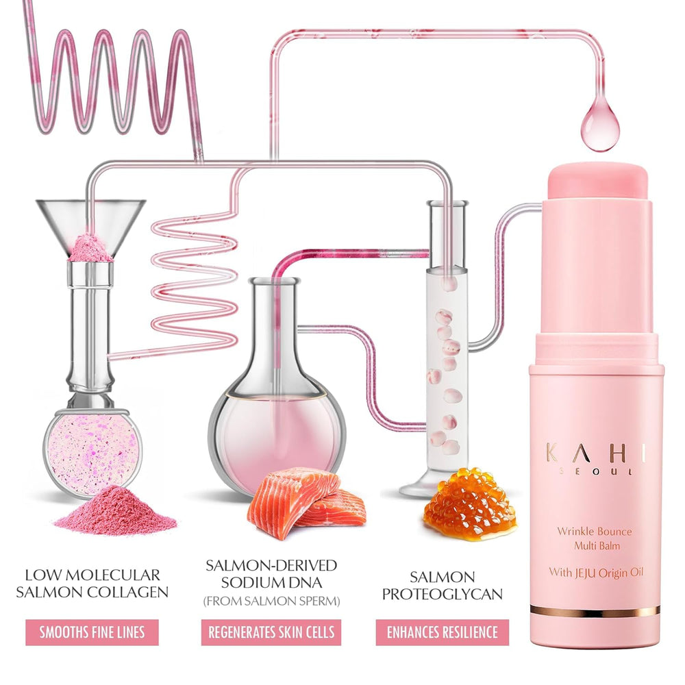 KAHI Wrinkle Bounce eye-area application shows lifting and radiance potential.