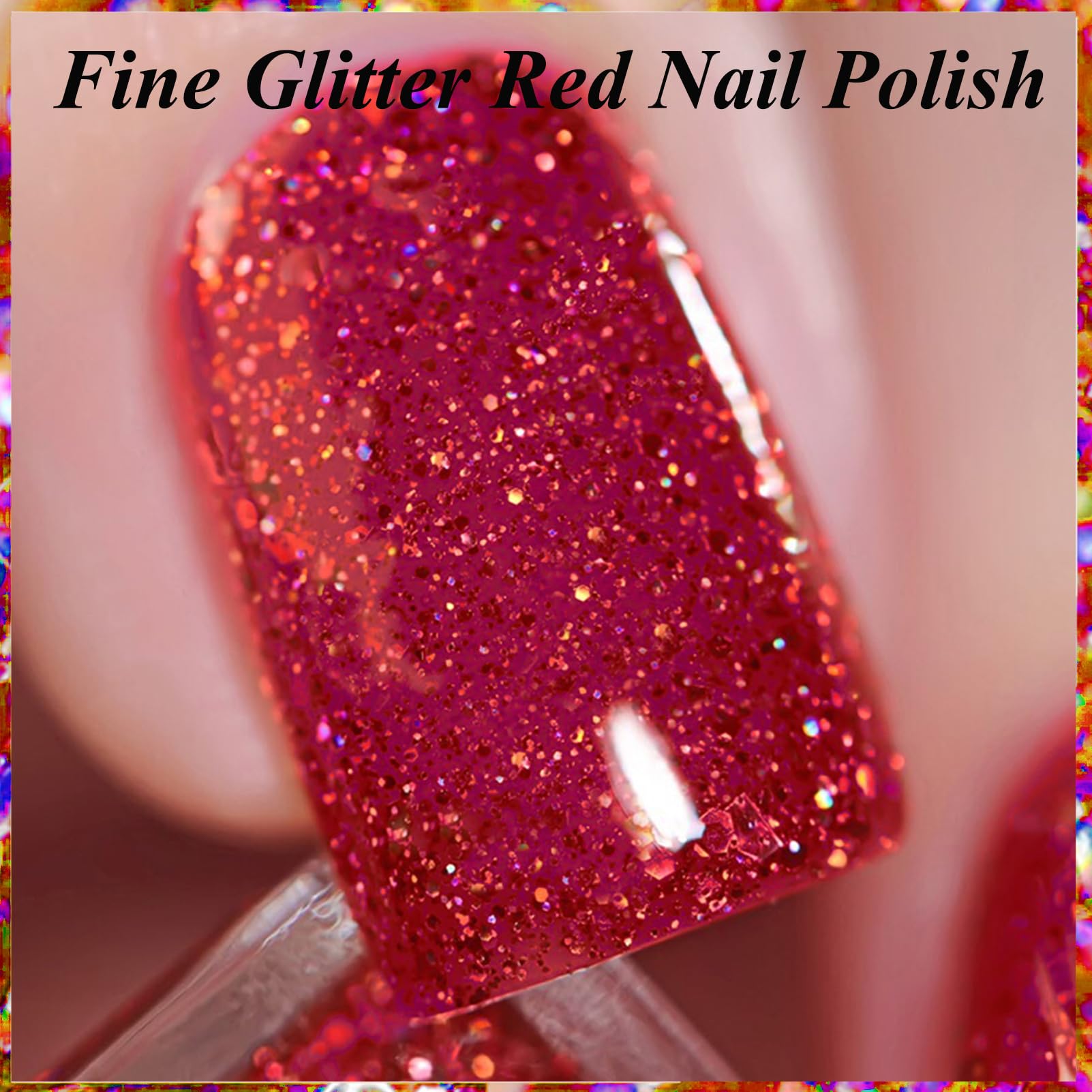 KAHSOSE holiday sparkle nail polish on festive nails captures light.