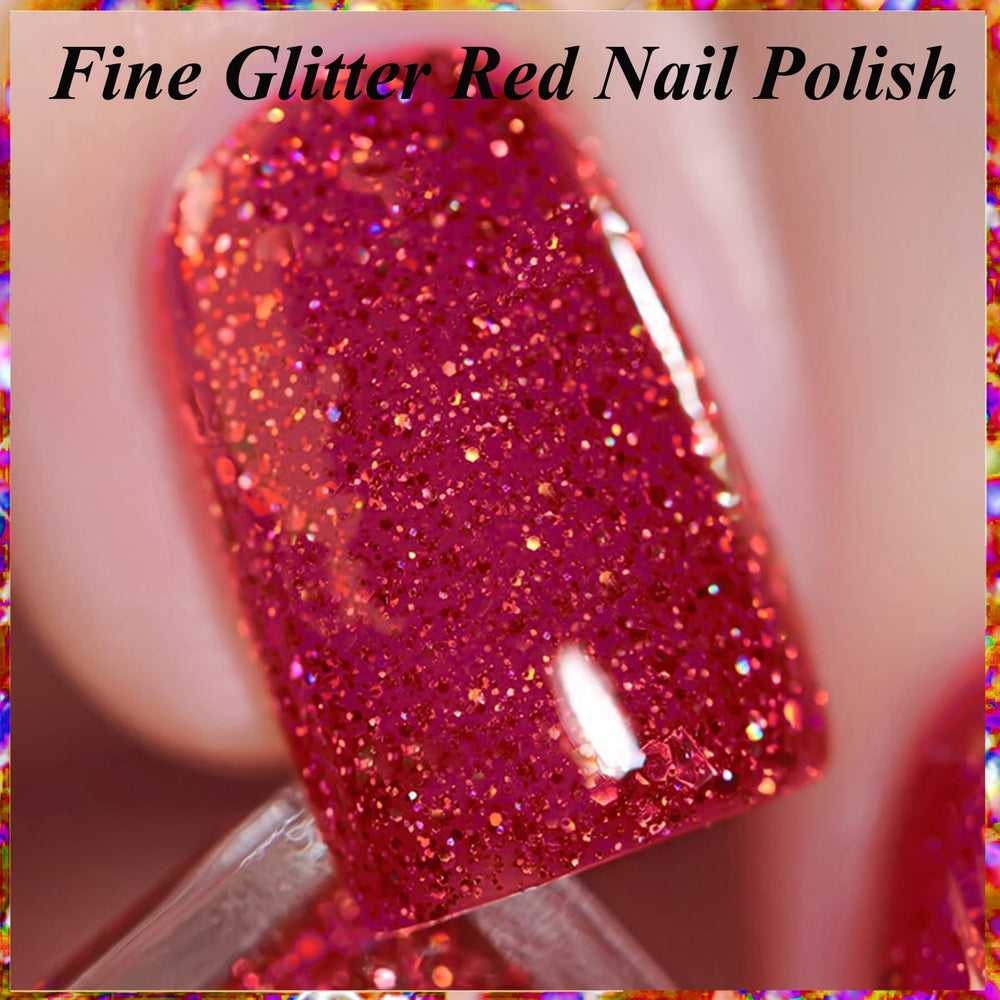 KAHSOSE holiday sparkle nail polish on festive nails captures light.