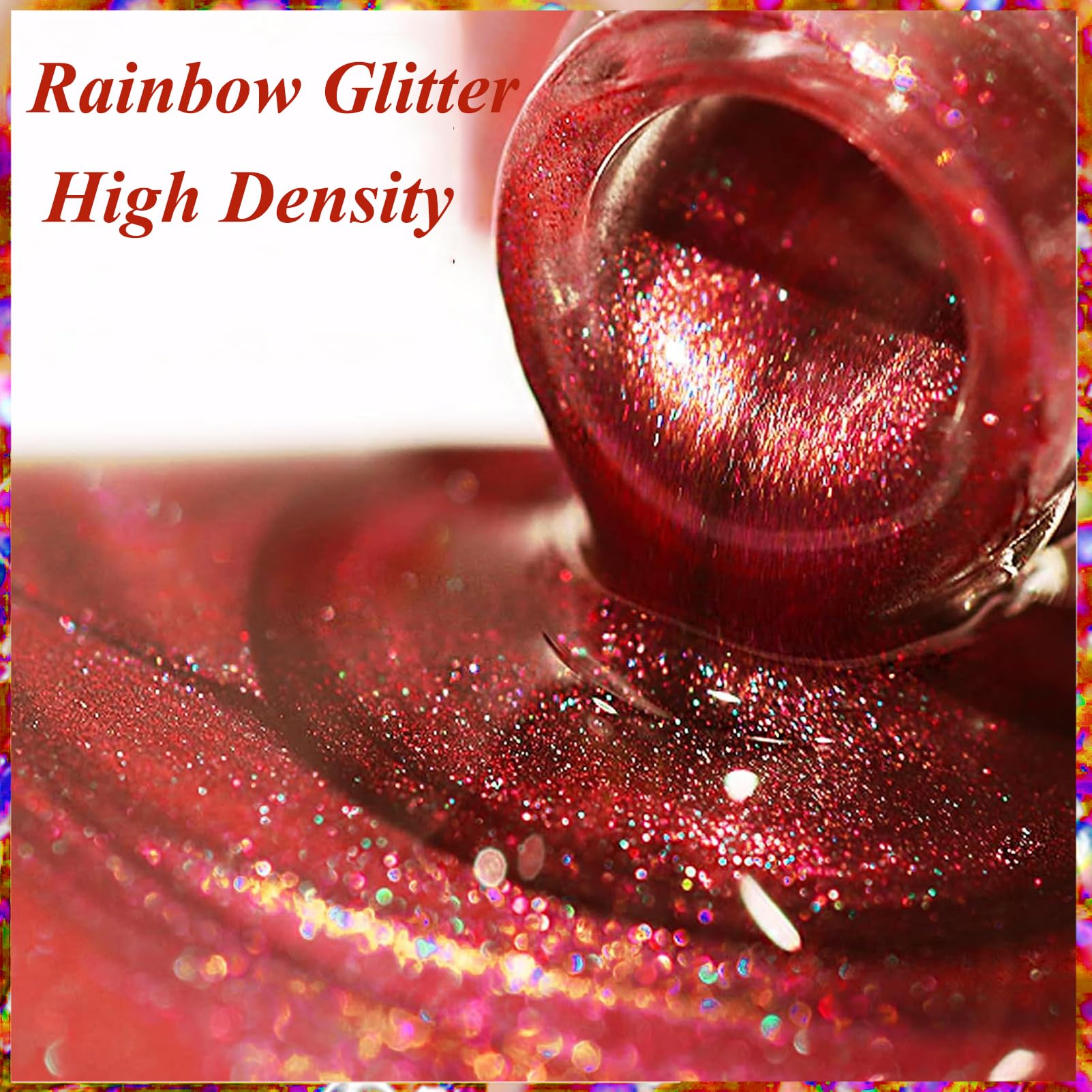 KAHSOSE wear-test shows long-lasting glossy red with glitter.