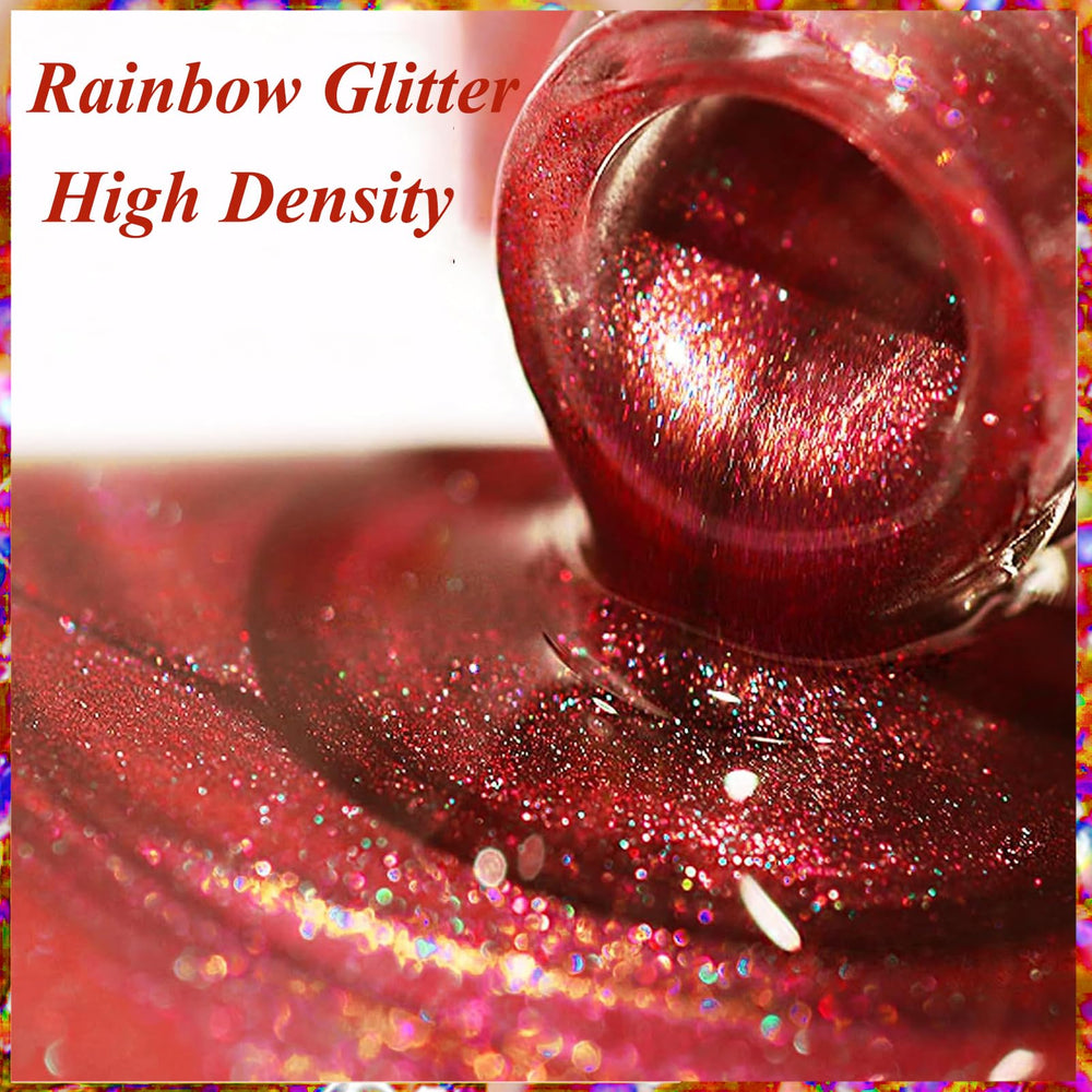 KAHSOSE wear-test shows long-lasting glossy red with glitter.