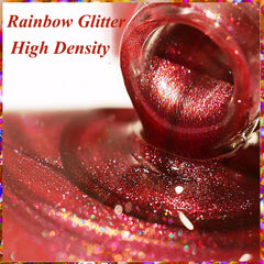 KAHSOSE wear-test shows long-lasting glossy red with glitter.