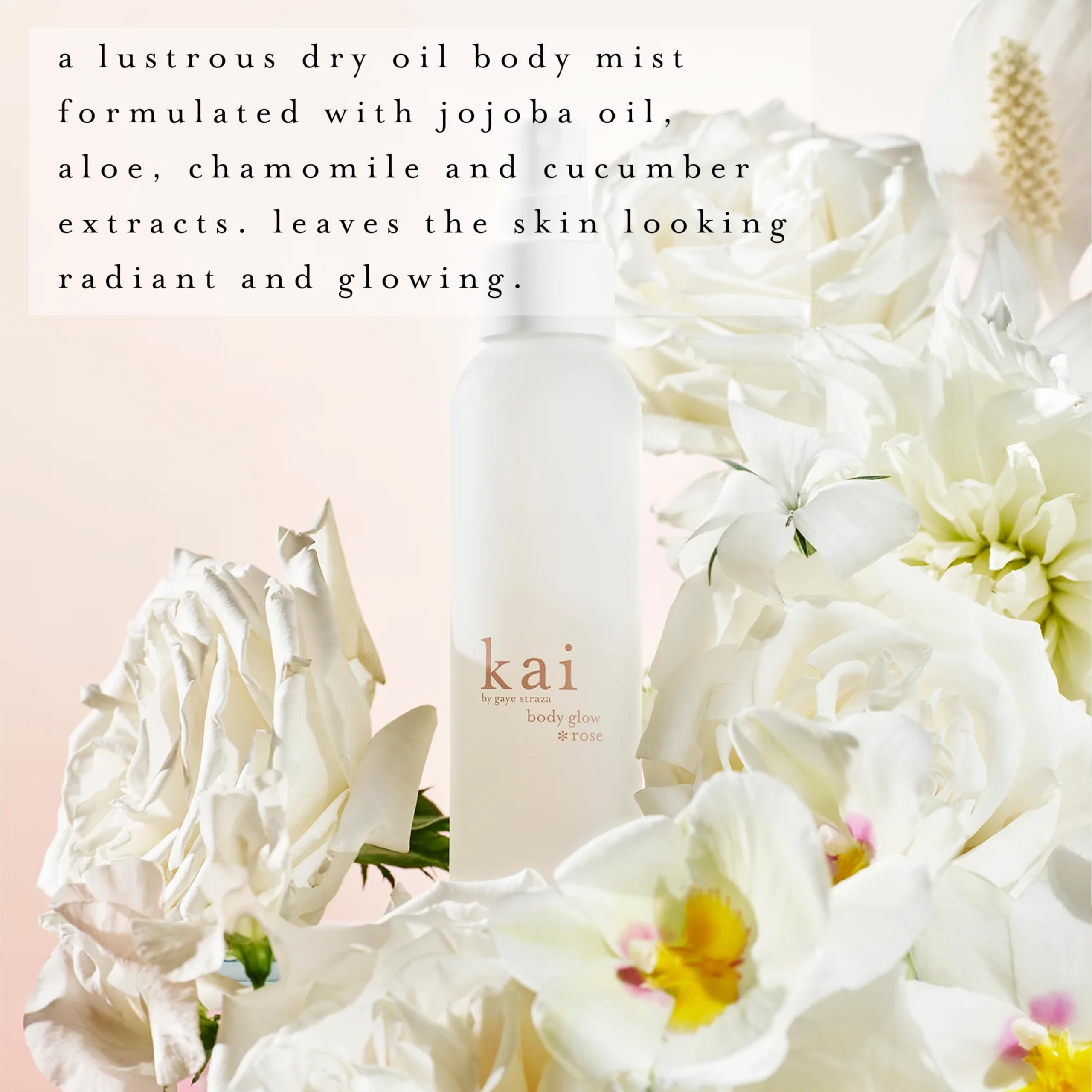 Kai Body Glow Rose on skin under soft light with quick absorption