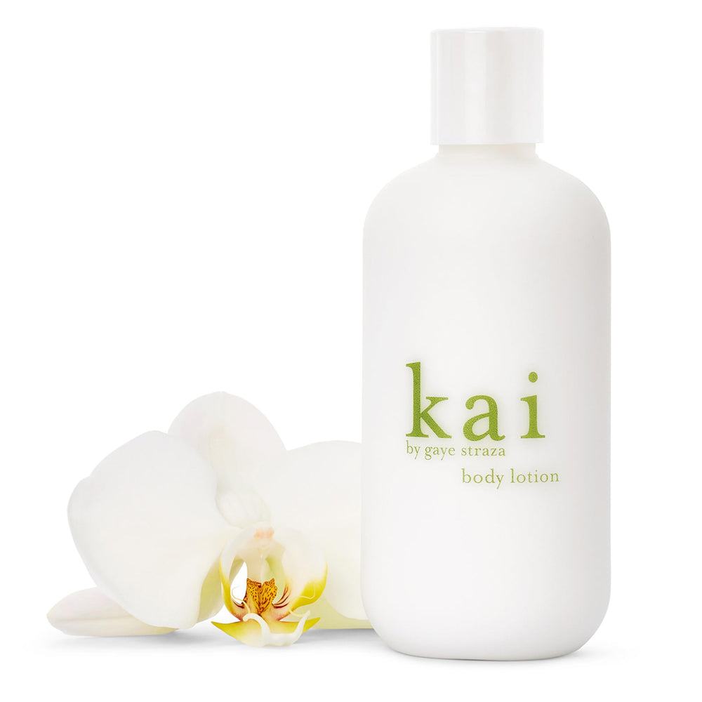 kai body lotion bottle-front showing lightweight hydration for soft, radiant skin