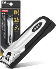 KAI Japanese nail clippers with side file show precise nail shaping for clean edges.