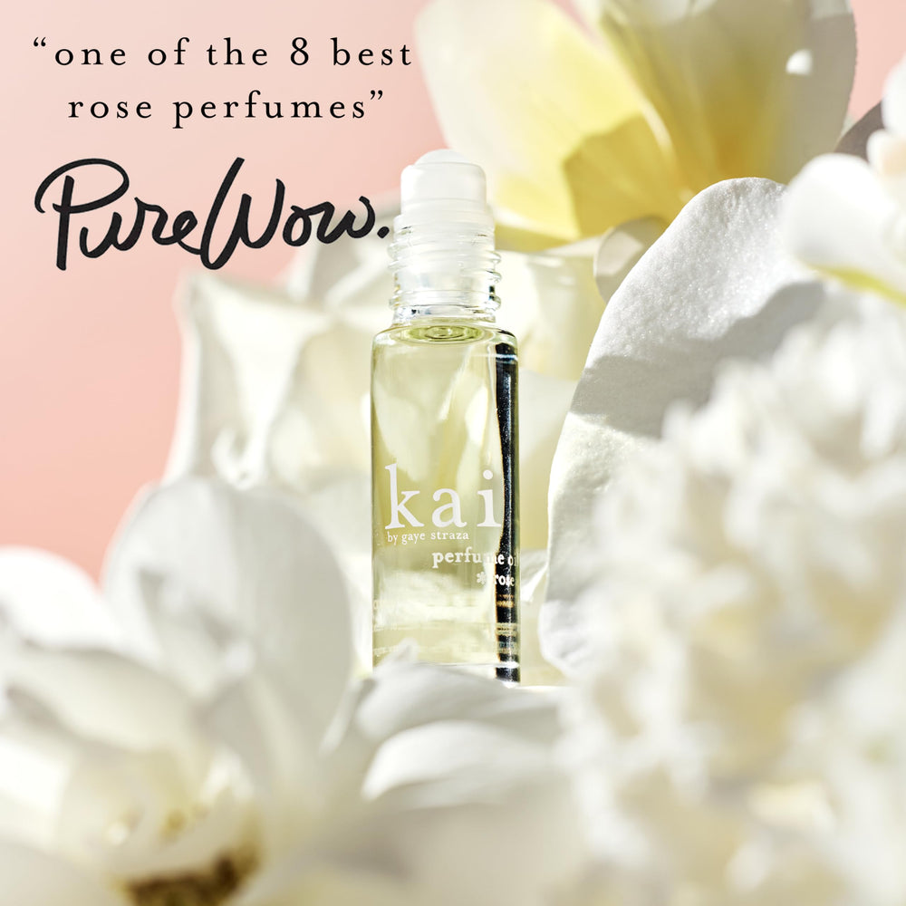 Kai perfume oil gardenia wrapped in white exotics close-up showing lush fragrance.