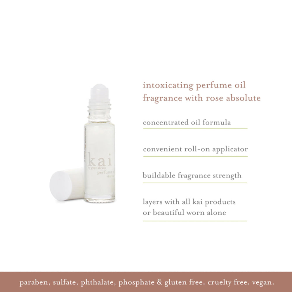 Kai perfume oil US-made packaging emphasizes vegan, cruelty-free design.
