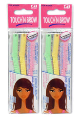 Kai Touch N Brow razor close-up shows precise brow shaping for smooth skin.