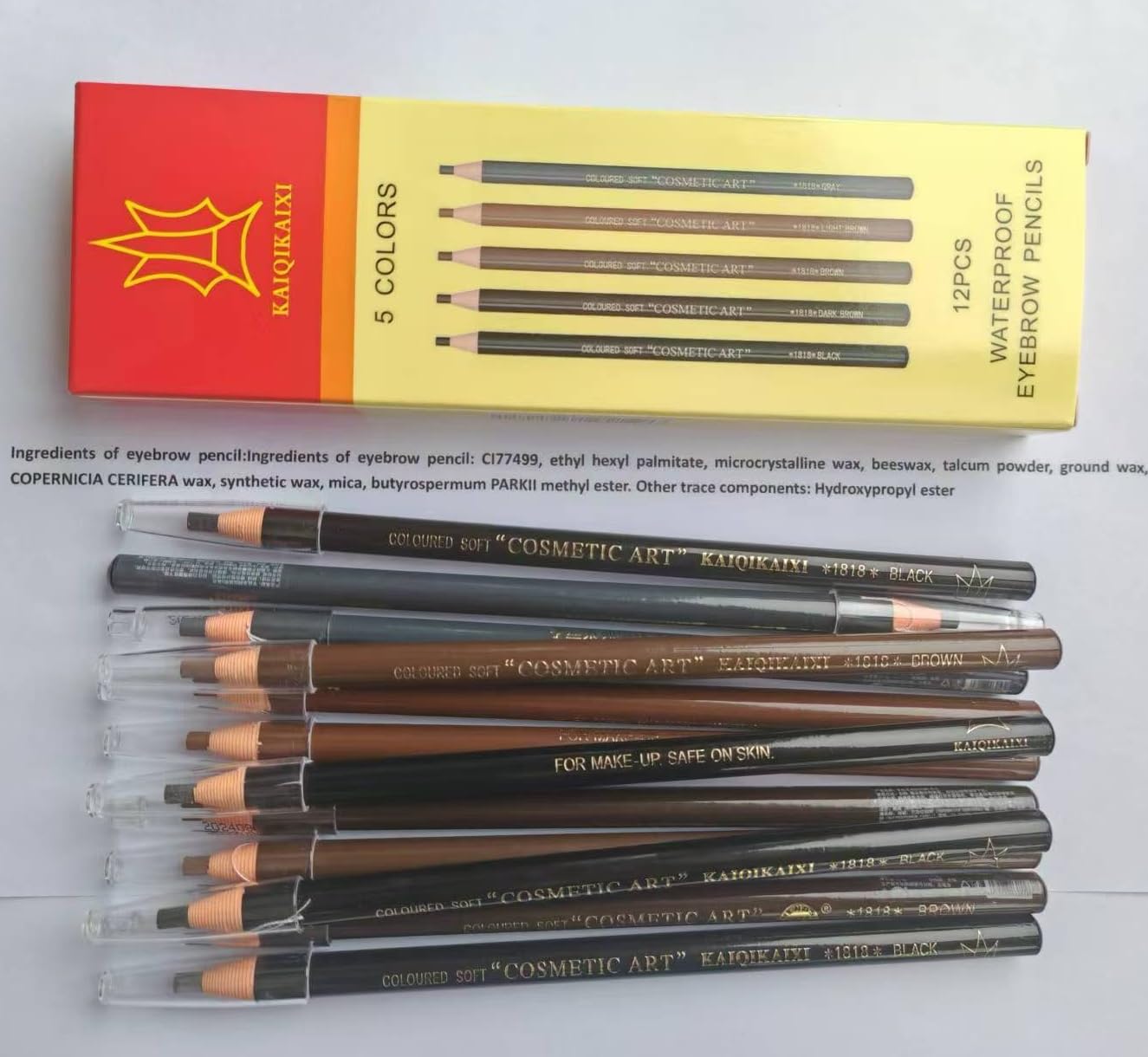 KAIQI Eyebrow Pencils brand logo closeup for authentic product