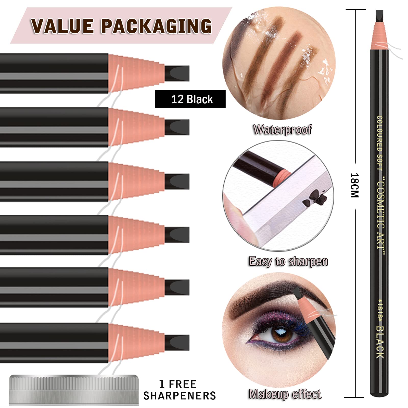 KAIQIKAIXI waterproof brow pencils ensure sweat and water resistant wear all day.