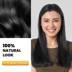 KAISASA Black Hair Dye Shampoo gray-coverage closeup with even, vibrant tone.