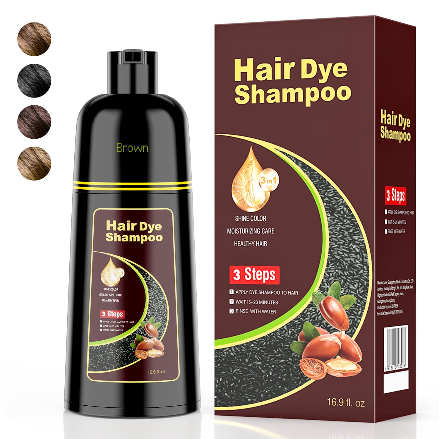 KAISASA Brown Hair Dye Shampoo bottle demonstrates rich color for even gray coverage