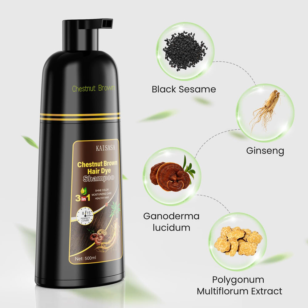 KAISASA Hair Dye Shampoo 7-10 Chestnut Brown lather shot suggests smoother hair.