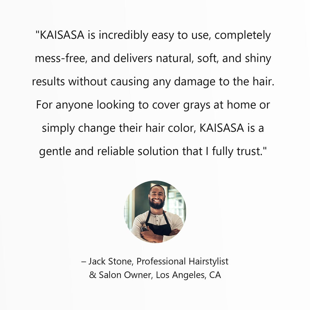 KAISASA Black Hair Dye Shampoo result—shiny, healthier-looking hair.