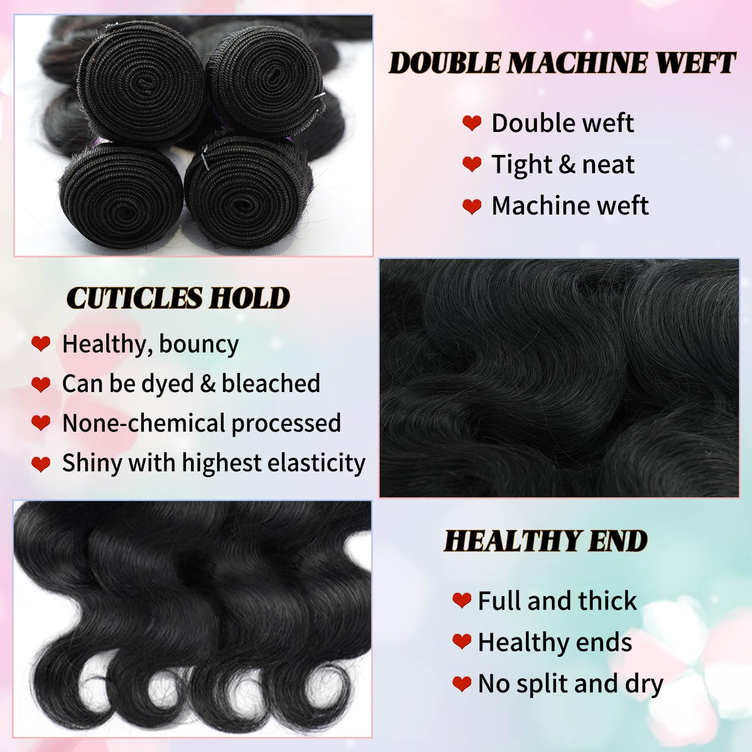 KAITHLYPO 24-inch virgin body wave image highlights lustrous waves for fullness.