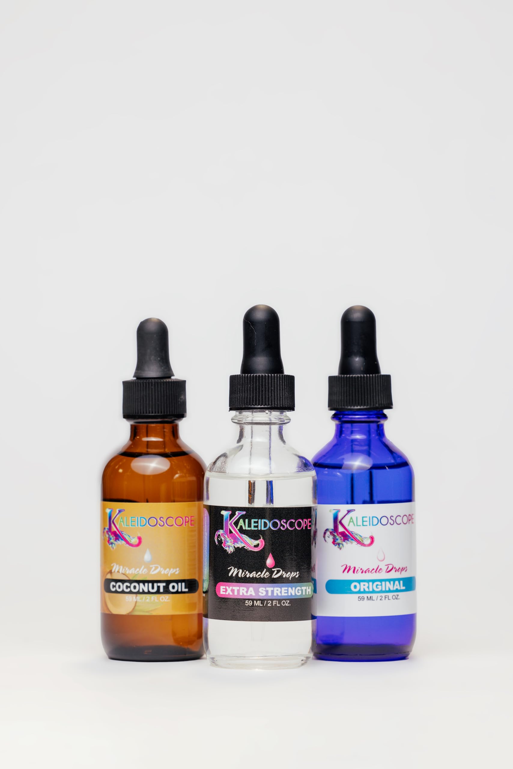 KALEIDOSCOPE MIRACLE DROPS scalp-tingle scene, featuring peppermint and tea tree oils for cleansing and cooling relief.